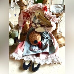 Vintage, handmade fabric rag gardener doll